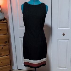 White House Black Market Black Dress with Striped Hem